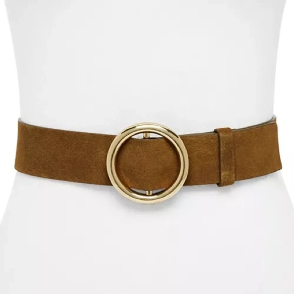 Frame Cargo Green Suede Gold Hardware Adjustable O Ring Belt LWBT0065 Sz Medium